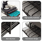 2-stöckiger ausziehbarer Metall-Kaffeekapsel-Organizer, Kaffeepad-Halter für 72 Kaffeepads, rutschfeste Basis für Kaffeemaschine, Küchen-Organizer