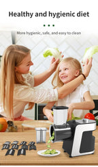 Elektrischer 5-in-1-Küchenhäcksler 500W – Edelstahl-Allesschneider, Zerkleinerer/Reibe für Käse, Karotten, Kartoffeln, 220V