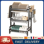 Stendino per piatti Scolapiatti a 3 livelli Scolapiatti Scaffale per piatti antiruggine di grande capacità con portautensili Organizzatore da cucina
