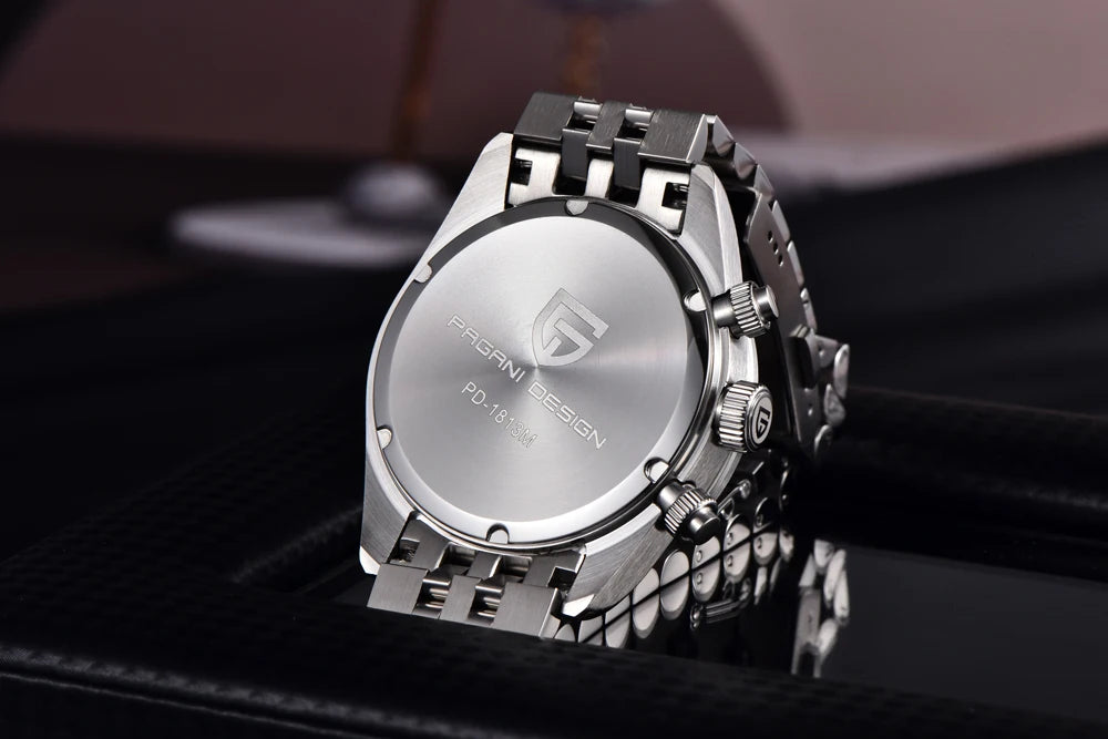 PAGANI DESIGN Orologio da polso al quarzo cronografo uomo, modello Panda, vetro zaffiro, impermeabile 10 bar