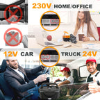 Elektrische Lunchbox 1,5 Liter, 80W, 12V/24V/230V, tragbarer Speisenwärmer für Auto und Zuhause, für warme Mahlzeiten