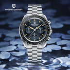PAGANI DESIGN Orologio da uomo al quarzo con cronografo PD1701 - Cassa in acciaio inossidabile, quadrante blu, vetro zaffiro, impermeabile 10 bar