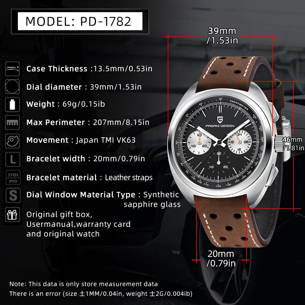 PAGANI DESIGN Orologio da polso al quarzo cronografo uomo modello PD1782
