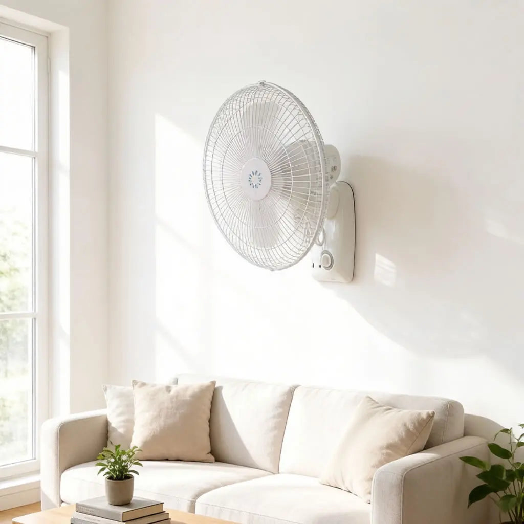 40cm Wandventilator 40W mit 3 Geschwindigkeiten, Zugschalter, breiter Oszillation, 90° neigbarem Kopf, leisem und energiesparendem Motor, Sicherheitsmetallgitter, ideal für Zuhause, Büro, Geschäfte