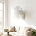 40cm Wandventilator 40W mit 3 Geschwindigkeiten, Zugschalter, breiter Oszillation, 90° neigbarem Kopf, leisem und energiesparendem Motor, Sicherheitsmetallgitter, ideal für Zuhause, Büro, Geschäfte