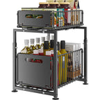 Organizzatore Sottolavello a 2 Livelli con Cassetto Estraibile, Ripiano Scorrevole di Facile Accesso per una Cucina Ordinata