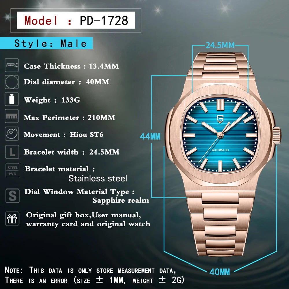 Nuovo Orologio da Uomo di Lusso PAGANI DESIGN 2026 Rosa Oro ST6 Automatico Meccanico con Protezione Luminosa e Vetro Zaffiro AR - Regalo Perfetto