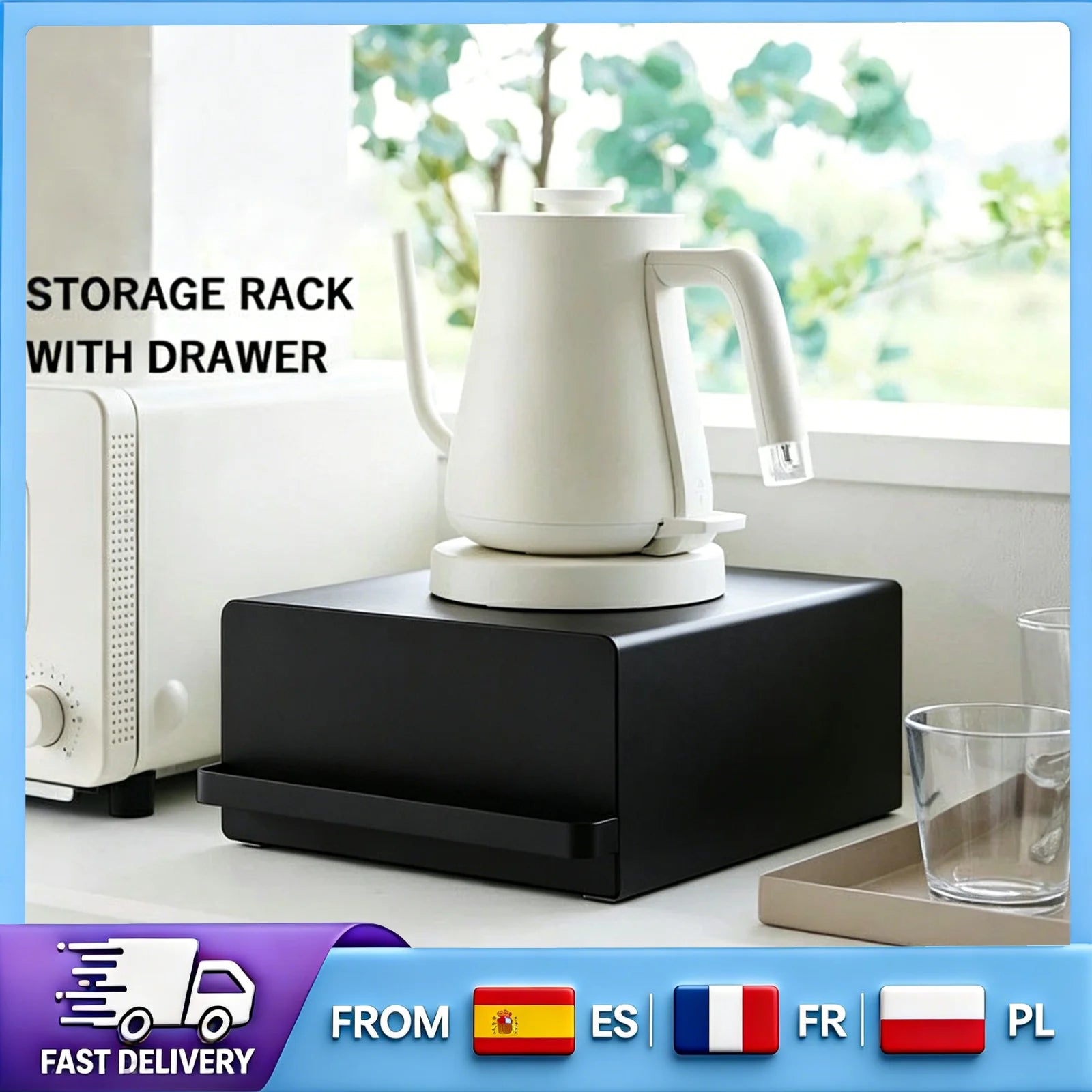 Base Minimalista per Macchina da Caffè con Cassetto Estraibile, Organizzatore in Metallo per Capsule di Caffè per Mantenere Ordinato il Piano di Lavoro della Cucina