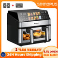 Friggitrice ad Aria Calda 8,5L 2000W con Doppio Cestello e Finestra LED Touch, 10 Programmi