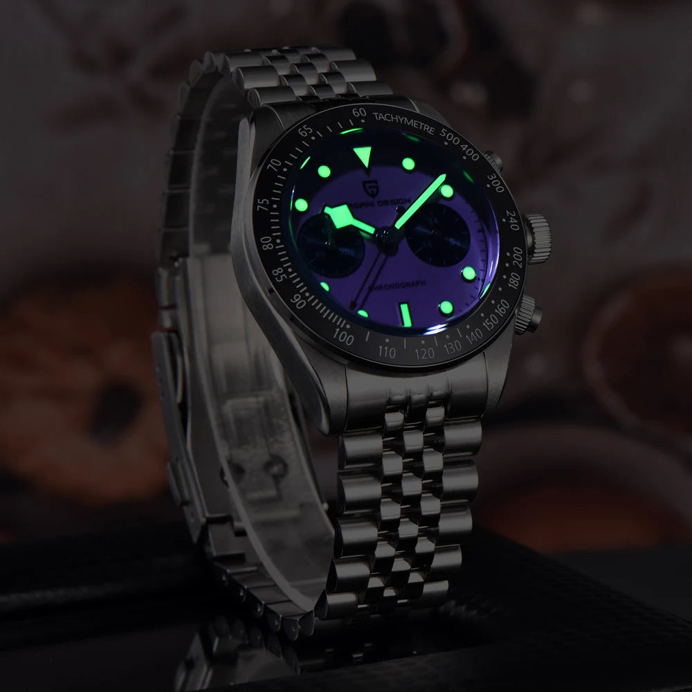 PAGANI DESIGN Orologio da polso al quarzo cronografo uomo, modello Panda, vetro zaffiro, impermeabile 10 bar