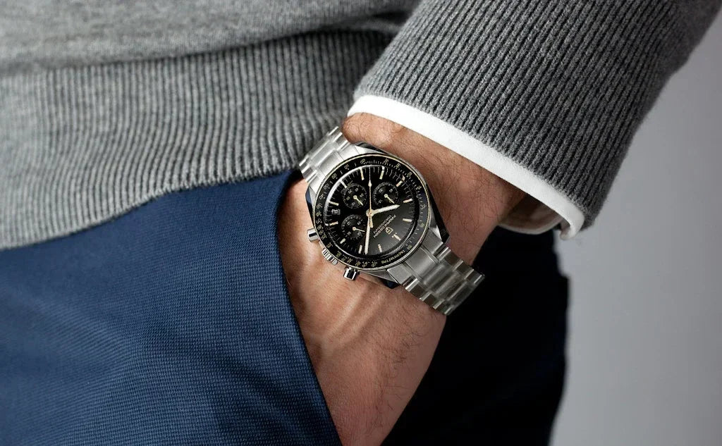 PAGANI DESIGN Saturn Orologio da Polso al Quarzo Cronografo Sportivo Acciaio Inossidabile Impermeabile 10 Bar