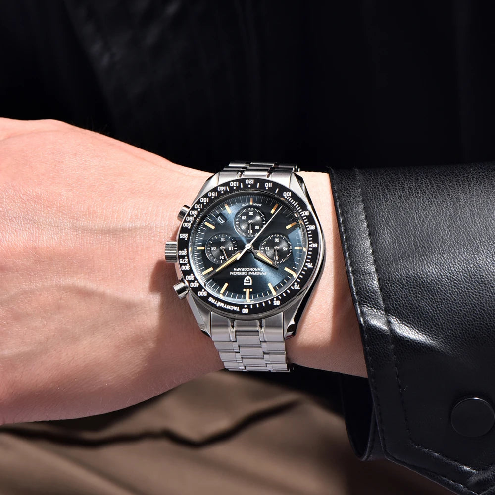 PAGANI DESIGN PD-1701 Moon Orologio da polso al quarzo uomo cronografo sportivo acciaio inossidabile vetro zaffiro