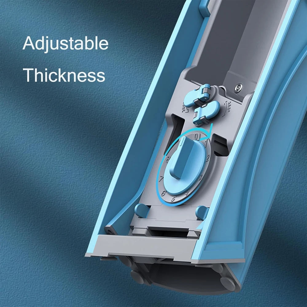 All-in-One Gemüseschneider 8 mm, einstellbare 8 mm Klinge, integrierte 420 Edelstahlklingen, schneidet, hackt, streifelt, würfelt, Handschutzsystem, BPA-frei, leicht zu reinigen, blau,