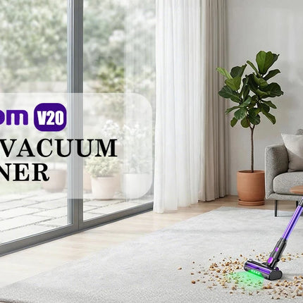 Cordless Vacuum Cleaner Blossom V20, 600W Brushless Motor, 55KPA Strong Suction, 3-Speed Adjustment, Full Touch Screen, 1.8L Large Dustbin, 8-Cell Battery, 60 Minutes Run Time, Brush for