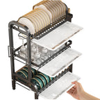 Stendino per piatti Scolapiatti a 3 livelli Scolapiatti Scaffale per piatti antiruggine di grande capacità con portautensili Organizzatore da cucina
