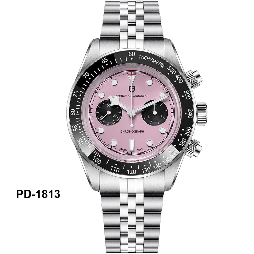 PAGANI DESIGN Orologio da polso al quarzo cronografo uomo, modello Panda, vetro zaffiro, impermeabile 10 bar