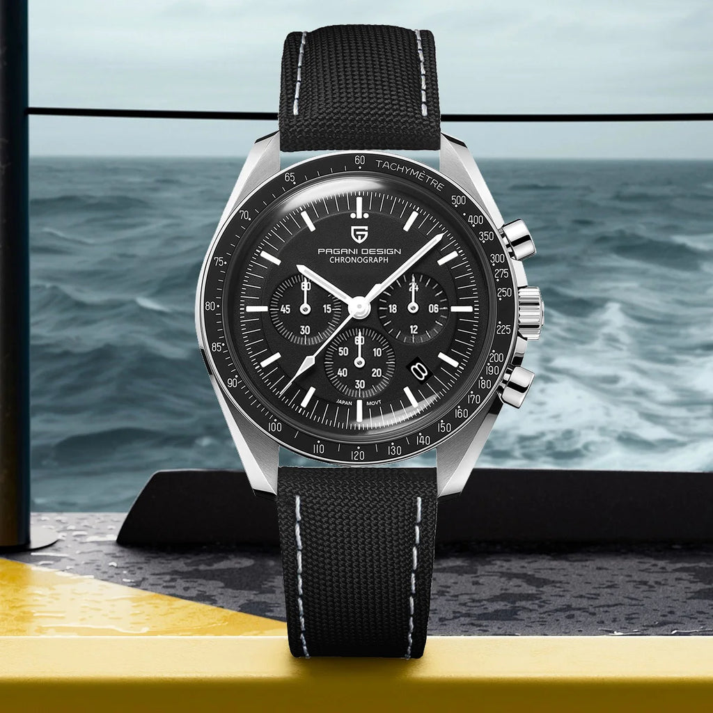 PAGANI DESIGN Moon ST6 Orologio da Uomo al Quarzo con Cronografo, Cassa in Acciaio Inossidabile, Vetro Zaffiro, Modello PD1701
