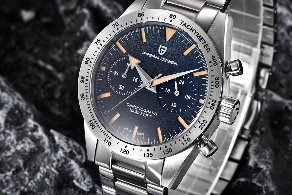 PAGANI DESIGN Orologio da Uomo Pilota al Quarzo Cronografo Sportivo Retrò in Acciaio Inossidabile
