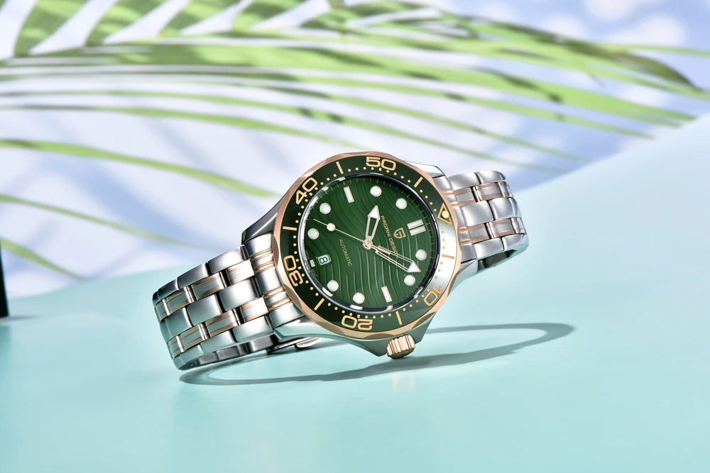 PAGANI DESIGN Orologio subacqueo automatico verde da uomo MIYOTA 8215