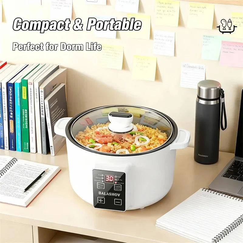 Multi-Kocher 220V Tragbarer Ein-/Doppelschicht-Elektrotopf 1,7L Antihaft-Heimküchentopf für Ramen, Knödel, Haferflocken