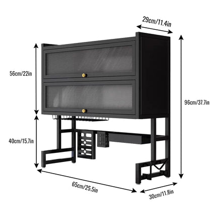 Multi-layer Sink Plate Rack with Cabinet Door, Stable Dish Drying Rack and Kitchen Countertop Drainage, Dustproof