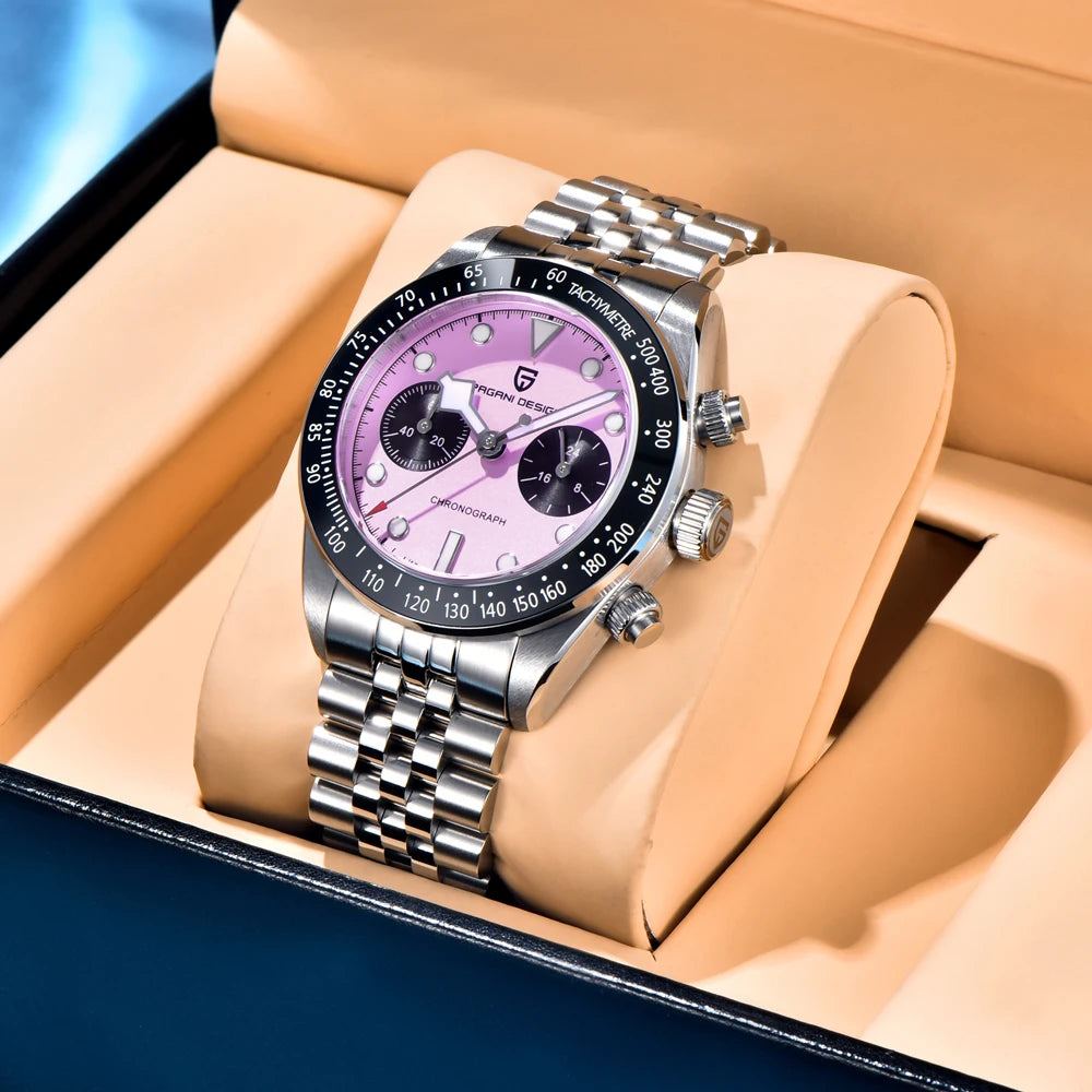 PAGANI DESIGN PD-1813 Orologio al Quarzo da Uomo, Cronografo, Vetro Zaffiro, Impermeabile 10 Bar