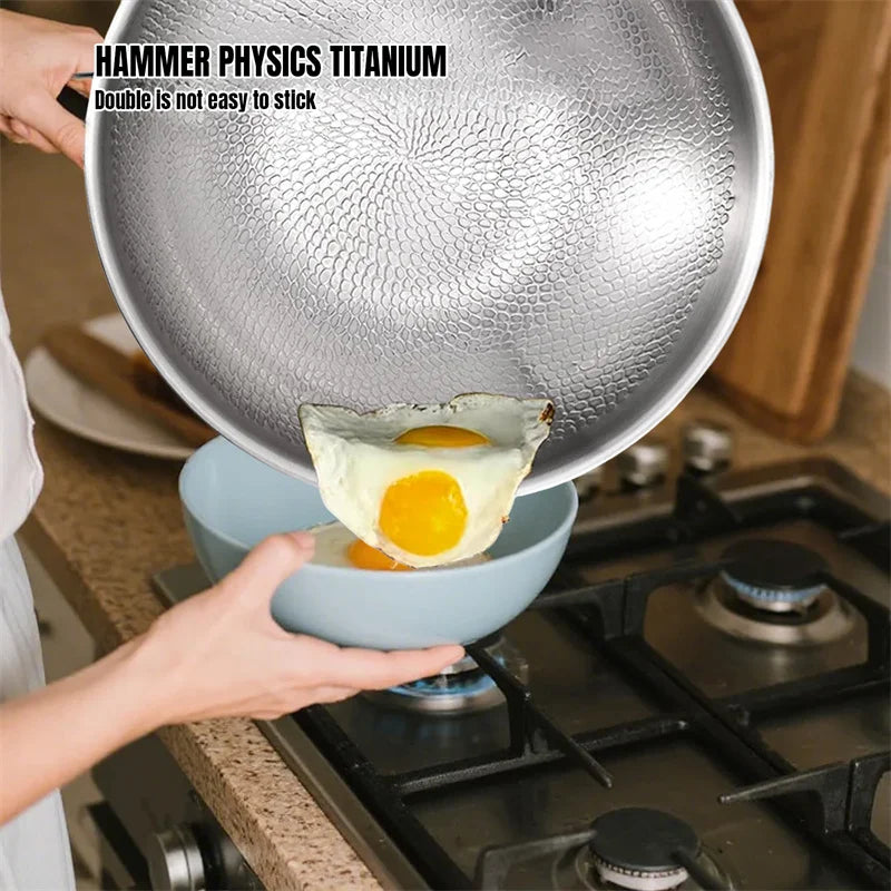 Padella in lega di titanio di alta qualità, padella antiaderente per bistecche e pancake, padella in titanio per fornelli a gas, utensili da cucina.