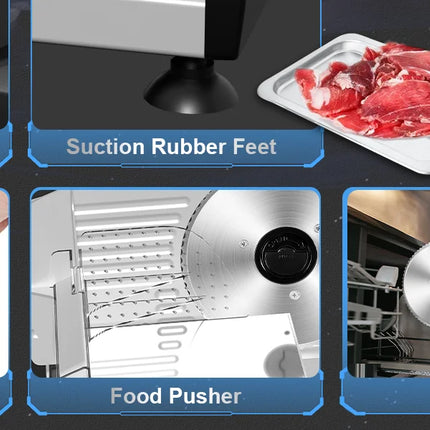 Meat Slicer with Quiet DC Motor, 200W Electric Slicer, Dual 7.5'' Stainless Steel Blades, Adjustable Thickness 0-15mm