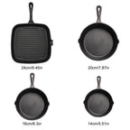 Set di 4 padelle in ghisa antiaderenti pre-stagionate per cucinare, con guanti, e pentola quadrata per bistecche ﻿ ﻿ ﻿ ﻿ ﻿