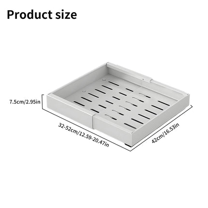 Sliding shelf for storage, pull-out drawer, kitchen organizer, adjustable width from 32 to 52 cm, no-drill kitchen pantry