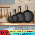 Set di 4 Padelle in Ghisa Non Rivestite con Manico Singolo, 14/16/20/26CM, per Cucina Domestica e Campeggio all'Aperto