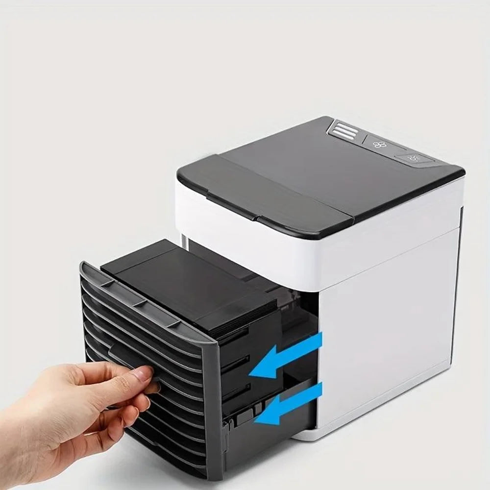 Mini tragbare Klimaanlage, Wasserkühler, erfrischt, befeuchtet und reinigt, drei Geschwindigkeiten und LED-Licht