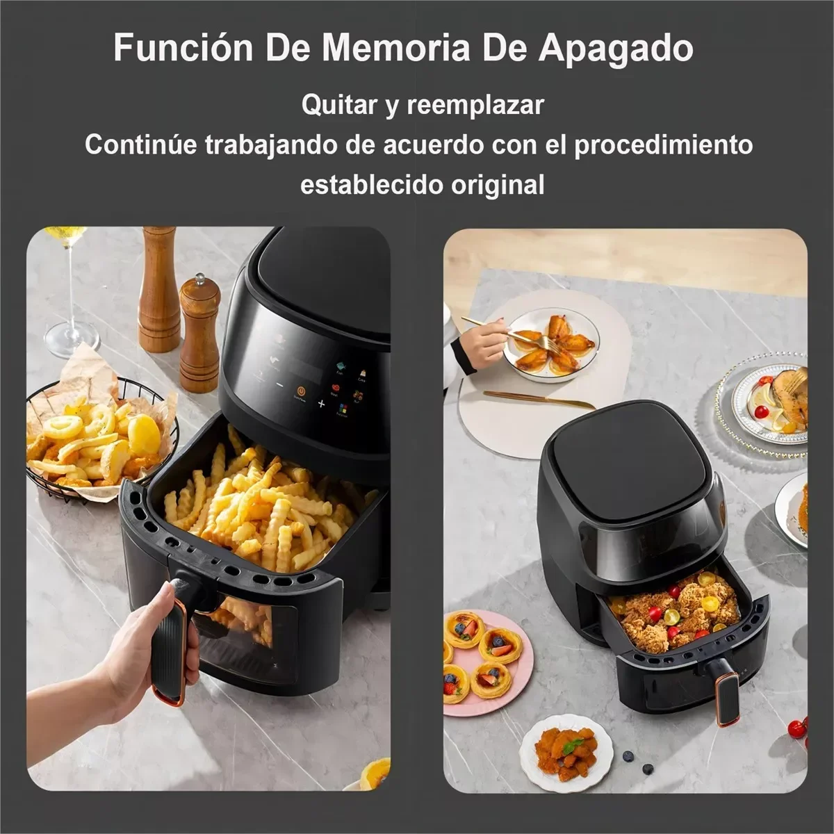 Friggitrice ad Aria Calda Elettrica 2400W 8L con Display LED e 8 Modalità Programmabili