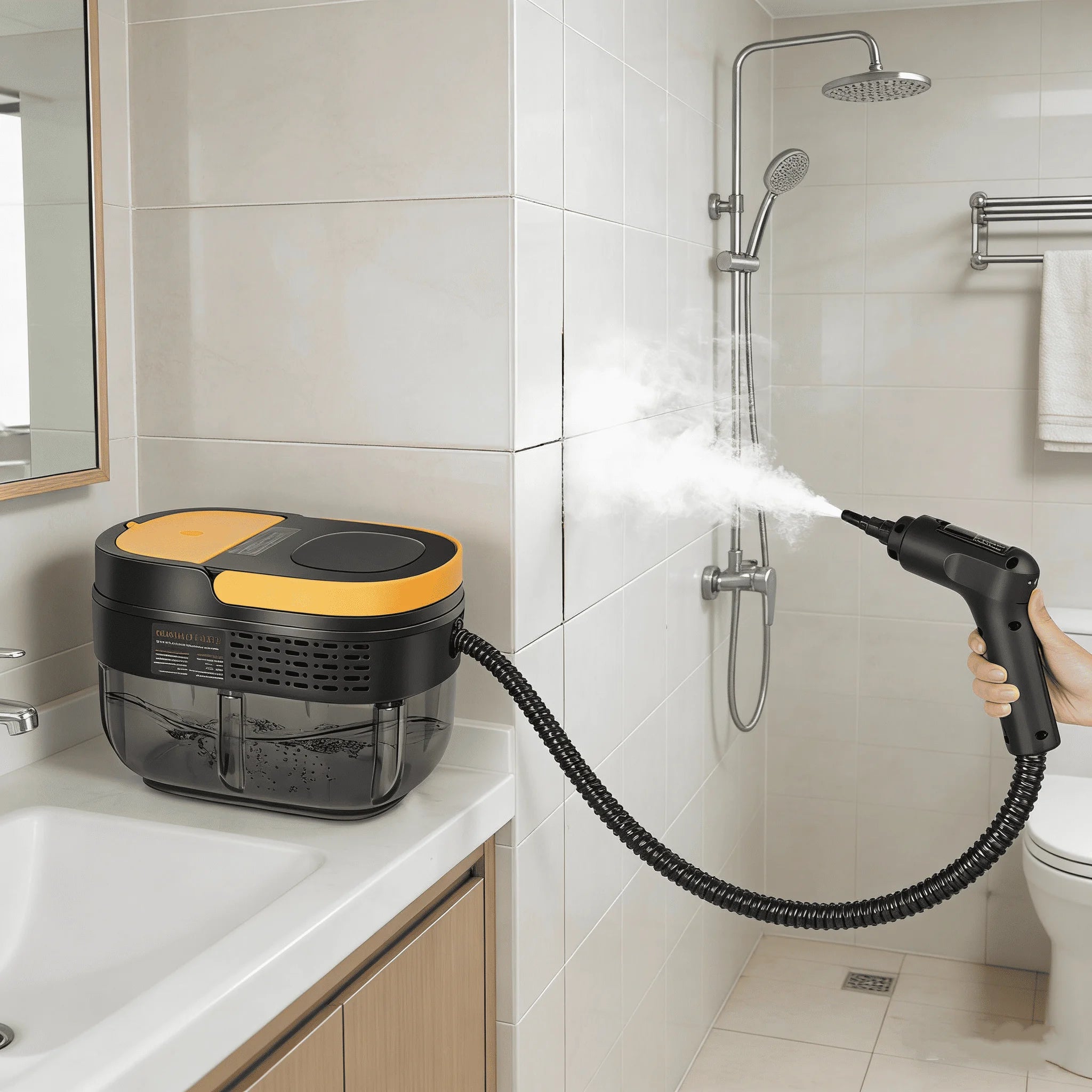 2500W Dampfreiniger, Dampfgerät für Haus und Auto, Tragbarer Dampfreiniger mit 3 einstellbaren Dampfstufen und Zubehör