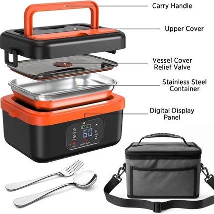 Portable Electric Food Warmer, 1L Capacity with Timer and Power Bank Function, Wireless Food Heater, Ideal for Work, Travel, Car