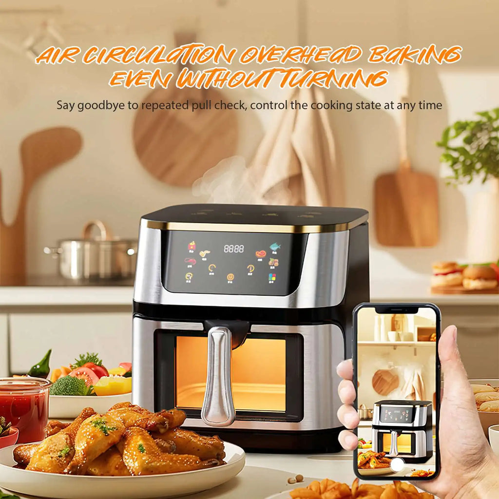 Friggitrice ad Aria 2800W 12L in Acciaio Inossidabile con Touchscreen