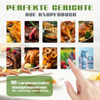 Sinaopus 2000W XXL 9L Doppelkorb-Heißluftfritteuse Multifunktions-Luftfritteuse mit LED-Touchscreen Timer Automatische Kochprogramme