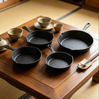 Set di 4 Padelle in Ghisa Non Rivestite Compatibili con l'Induzione, Antiaderenti per Friggere, Bistecche, BBQ, Omelette