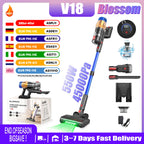 Blossom V18 Kabelloser Staubsauger 550W 45KPA Leistungsstark mit LED-Display Anti-Verfilzungsbürste Abnehmbarer Akku 1,5L für Tierhaare Hartböden Teppiche Zuhause Auto