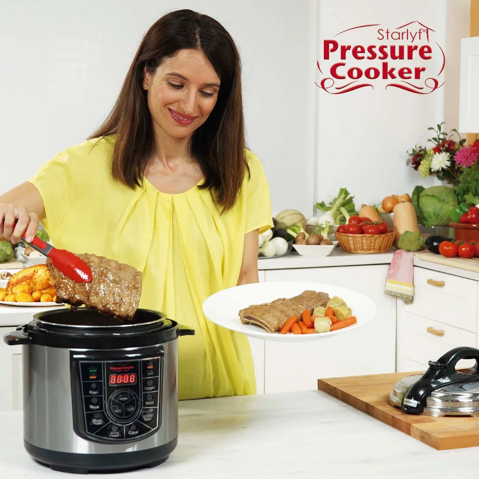 STARLYF Schnellkochtopf Programmierbarer elektrischer Schnellkochtopf, 8-in-1-Multifunktionsgerät, 4 Liter, 1000 W, LCD-Display, Slow Cooker oder Schnellkochtopf, Küchenmaschine, spülmaschinenfest