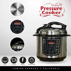 STARLYF Schnellkochtopf Programmierbarer elektrischer Schnellkochtopf, 8-in-1-Multifunktionsgerät, 4 Liter, 1000 W, LCD-Display, Slow Cooker oder Schnellkochtopf, Küchenmaschine, spülmaschinenfest