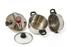 MR KITECHEN 2-in-1 Edelstahl-Schnellkochtopf 6L-8L-10L mit Dampfgarer - Geeignet für Butangas, Induktions- und Cerankochfeld