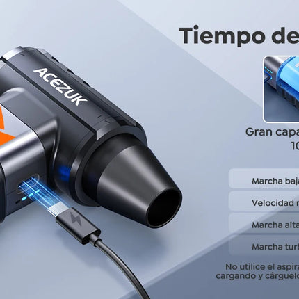 ACEZUK Soffiatore Elettrico per Polvere da 200000RPM, 4 Velocità, Ricaricabile con Batteria da 10500mAh, Soffiatore ad Aria Compressa per PC, Laptop, Tastiera, Auto