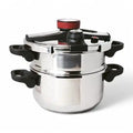 MR KITECHEN 2-in-1 Edelstahl-Schnellkochtopf 6L-8L-10L mit Dampfgarer - Geeignet für Butangas, Induktions- und Cerankochfeld