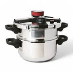 MR KITECHEN 2-in-1 Edelstahl-Schnellkochtopf 6L-8L-10L mit Dampfgarer - Geeignet für Butangas, Induktions- und Cerankochfeld