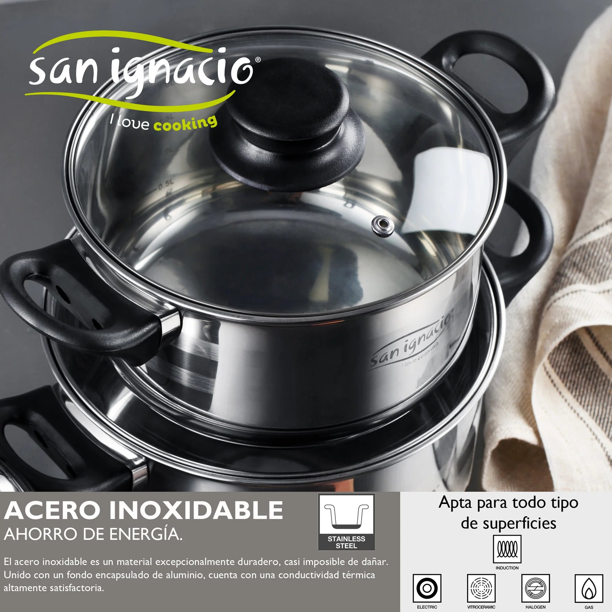 SAN IGNACIO Set: Pfannenset mit drei Pfannen + 8-teiliges Topfset