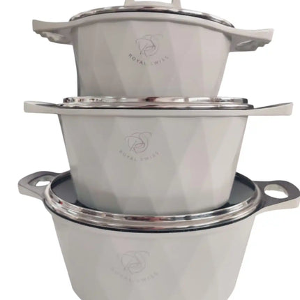 BATTERIA DI PENTOLE - 12 PEZZI - MISURE 20/24/28/24/28CM + 4 PEZZI - ADATTA A TUTTI I TIPI DI FUOCO - ADATTA PER INDUZIONE - ADATTA PER LAVASTOVIGLIE - ANTIADERENTE - ALLUMINIO FUSO - ADATTA AL FORNO - ROYA
