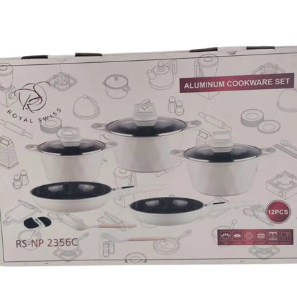 BATTERIA DI PENTOLE - 12 PEZZI - MISURE 20/24/28/24/28CM + 4 PEZZI - ADATTA A TUTTI I TIPI DI FUOCO - ADATTA PER INDUZIONE - ADATTA PER LAVASTOVIGLIE - ANTIADERENTE - ALLUMINIO FUSO - ADATTA AL FORNO - ROYA
