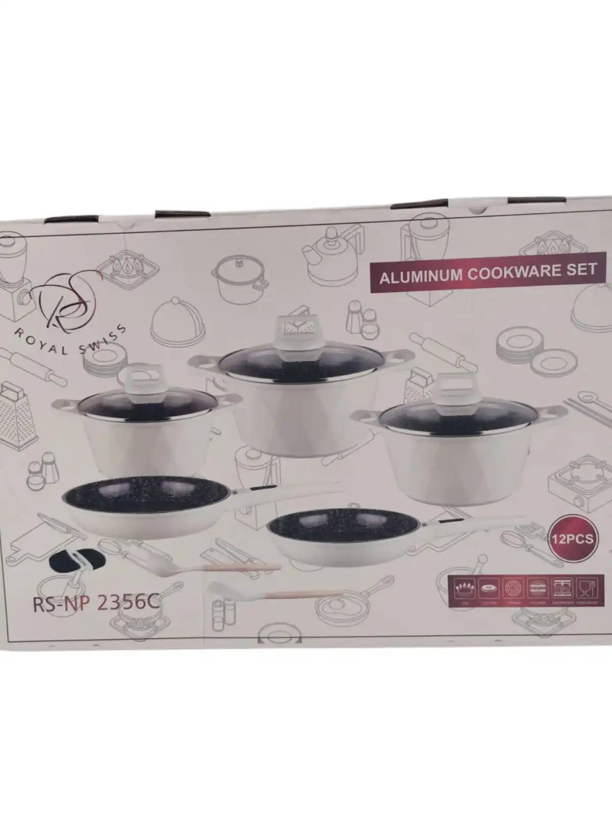 TOPF-SET - PFANNEN-SET - 12 TEILE - GRÖSSEN 20/24/28/24/28CM + 4 TEILE - GEEIGNET FÜR ALLE HERDARTEN - FÜR INDUKTION GEEIGNET - SPÜLMASCHINENFEST - ANTIHAFTBESCHICHTET - GUSSALUMINIUM - OFENFEST - ROYA