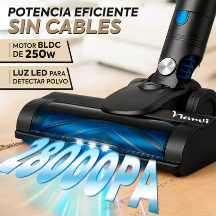 NARVI Cordless Vacuum Cleaner with 250W motor, rechargeable and removable battery, LED light for dust detection, 100 AW suction, HEPA filter and anti-tangle motorized brush. Ref. AC 10